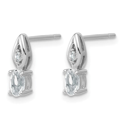 14K Weißgold Ohrringe mit Weißtopas und Diamant