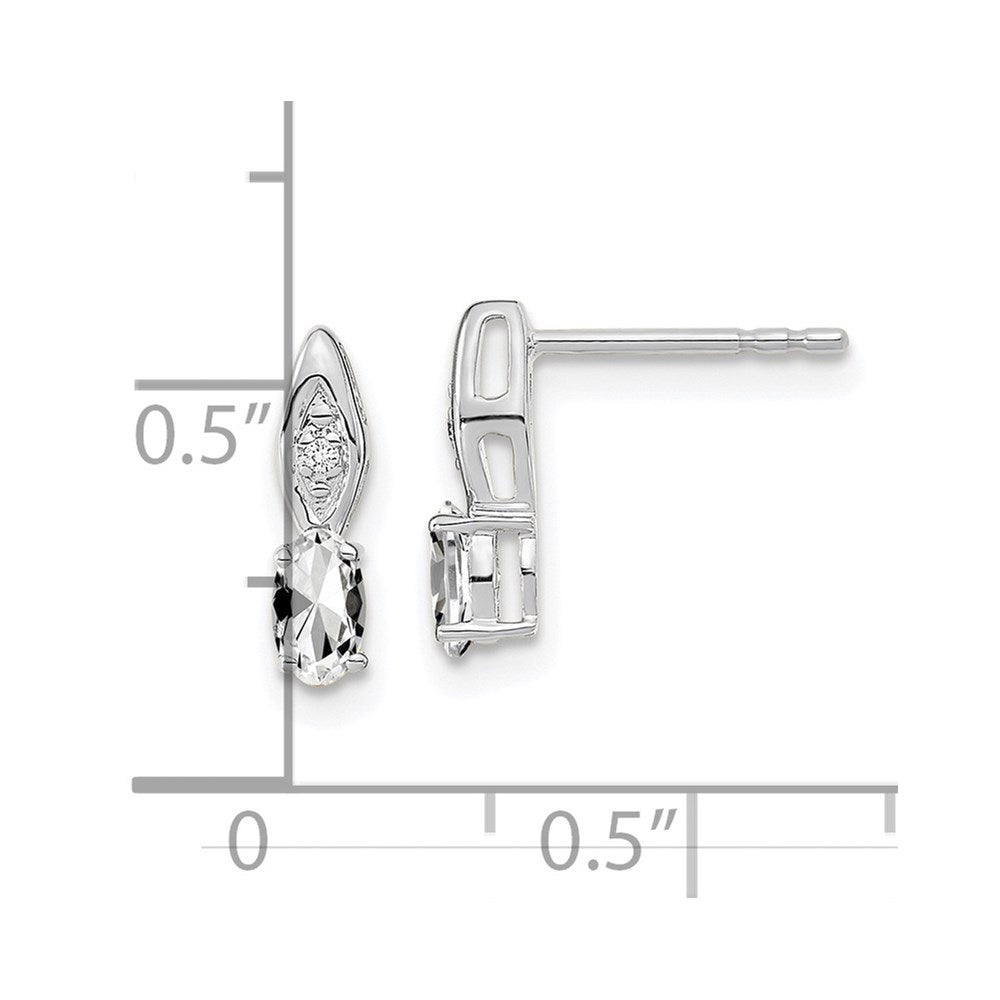 14K Weißgold Ohrringe mit Weißtopas und Diamant