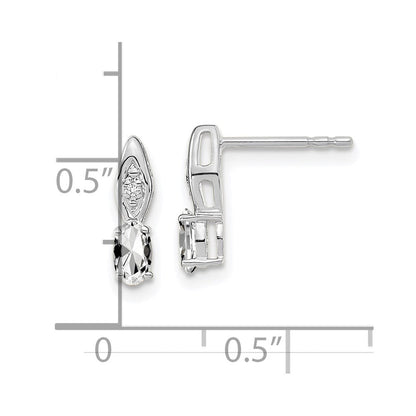 14K Weißgold Ohrringe mit Weißtopas und Diamant