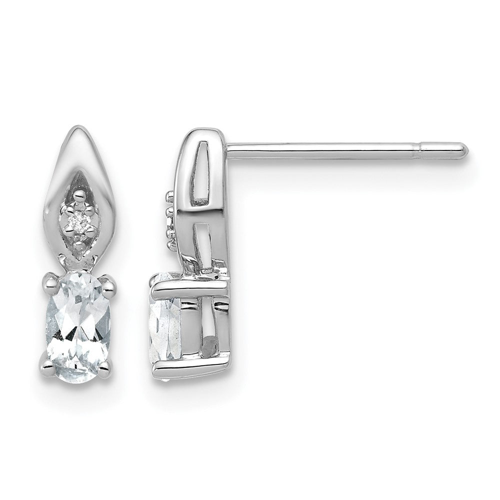 14K Weißgold Ohrringe mit Weißtopas und Diamant