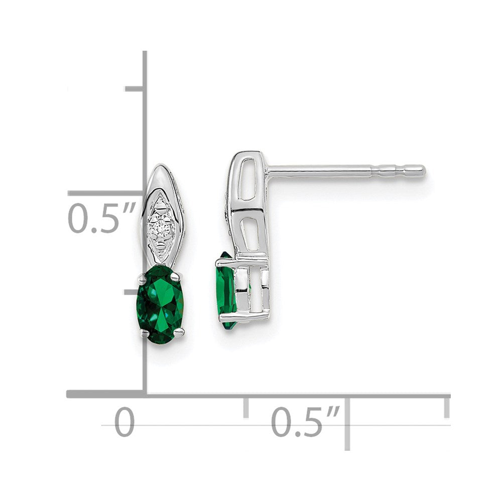 14K Weißgold Ohrstecker mit Smaragd und Diamant