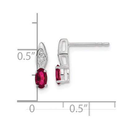 14K Weißgold Ohrstecker mit Rubin und Diamant