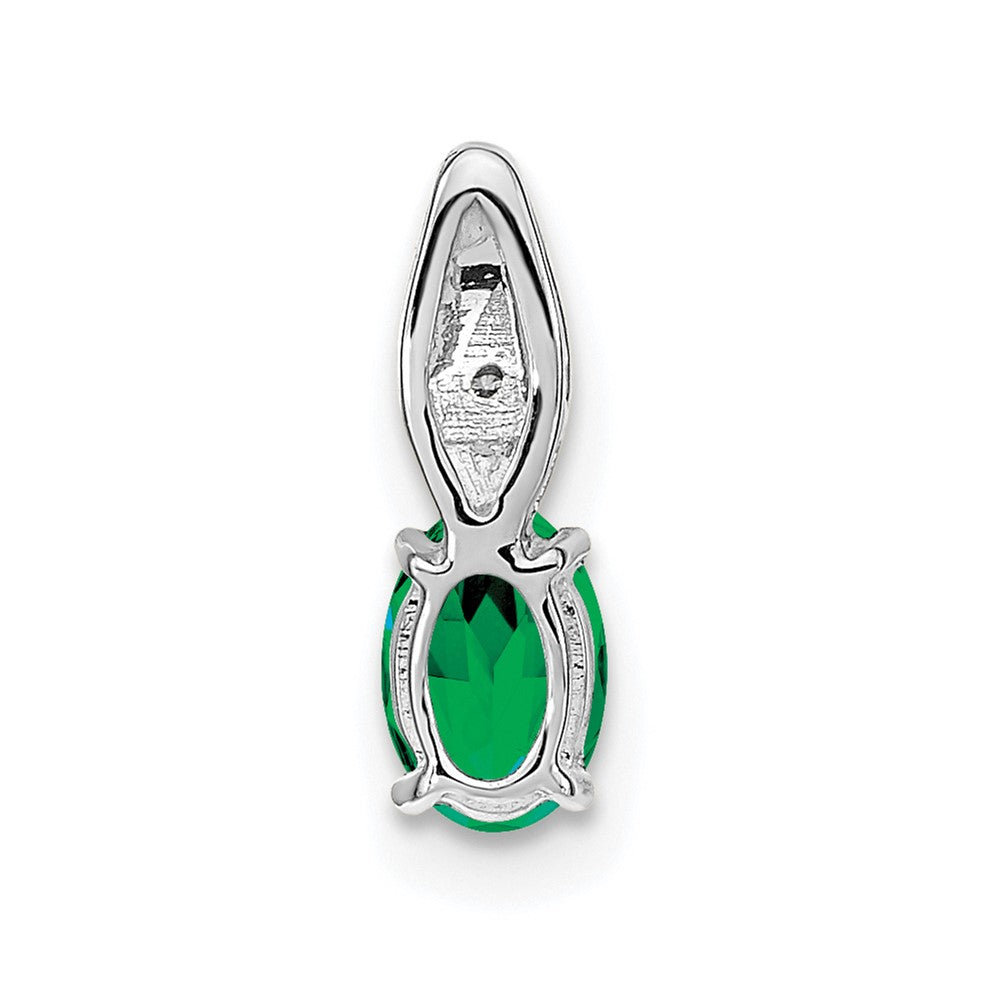 14K Weißgold Smaragd- und Diamant-Anhänger