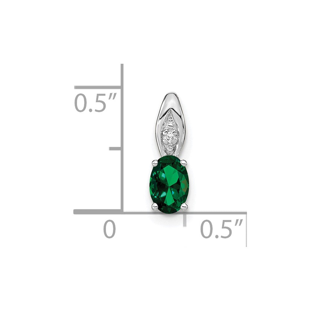 14K Weißgold Smaragd- und Diamant-Anhänger