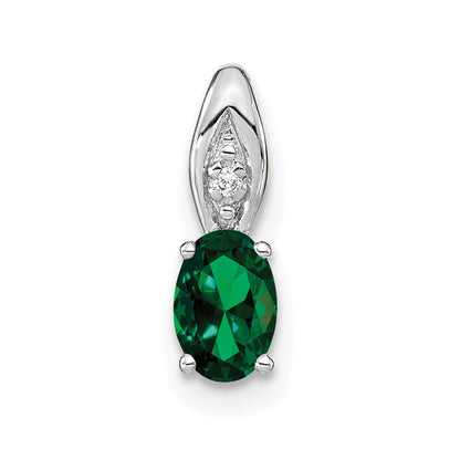 14K Weißgold Smaragd- und Diamant-Anhänger