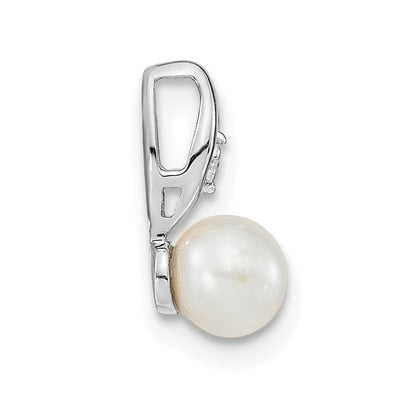 14K Weißgold Anhänger mit Zuchtperle und Diamant