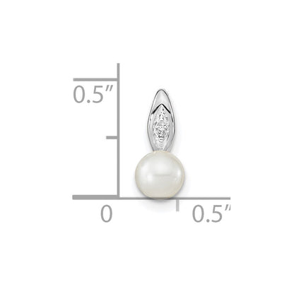 14K Weißgold Anhänger mit Zuchtperle und Diamant