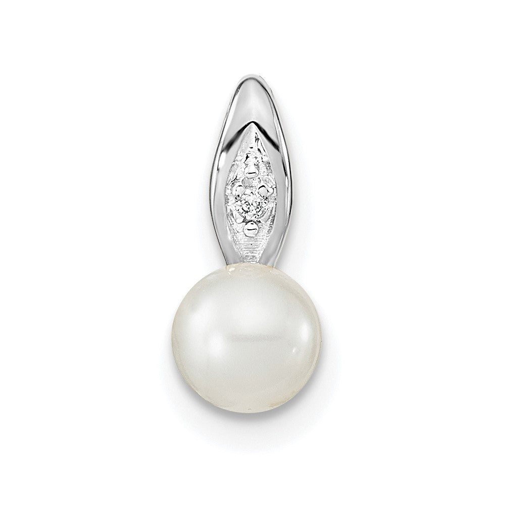 14K Weißgold Anhänger mit Zuchtperle und Diamant