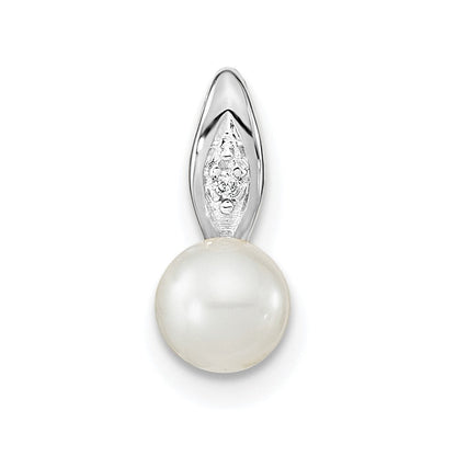 14K Weißgold Anhänger mit Zuchtperle und Diamant