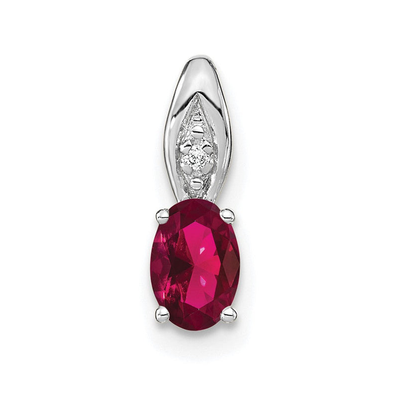 14K Weißgold Rubin-Diamant-Anhänger