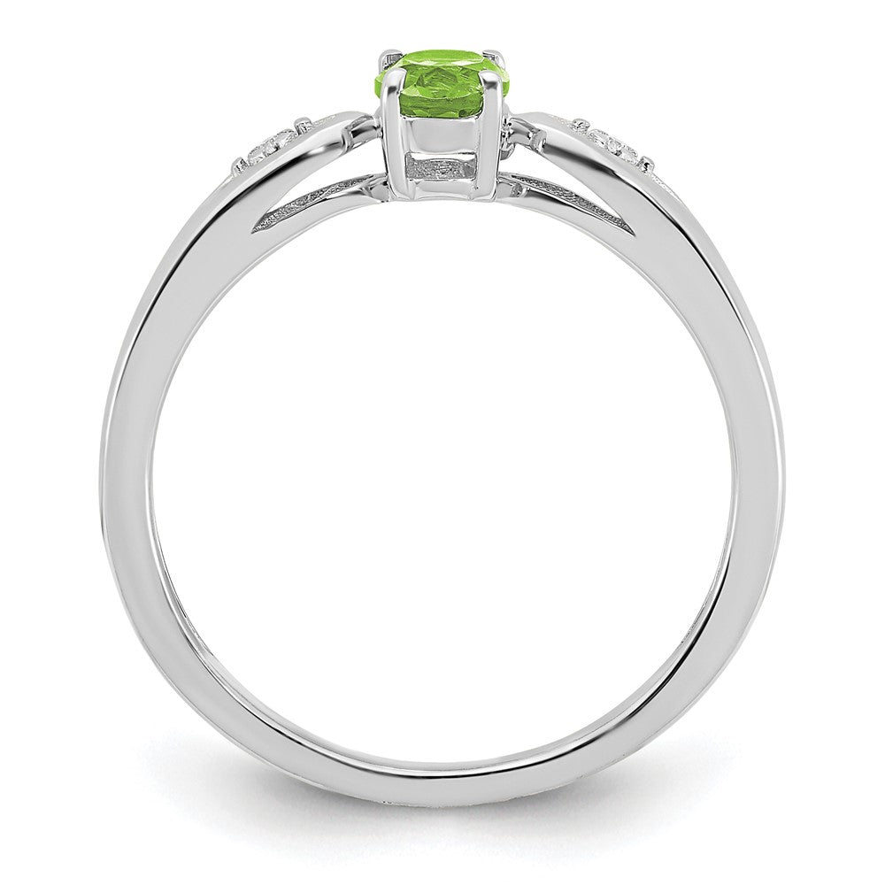 14K Weißgold Ring mit Peridot und echten Diamanten