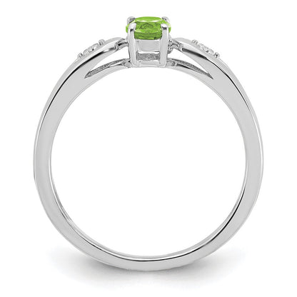 14K Weißgold Ring mit Peridot und echten Diamanten