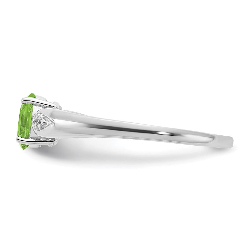 14K Weißgold Ring mit Peridot und echten Diamanten