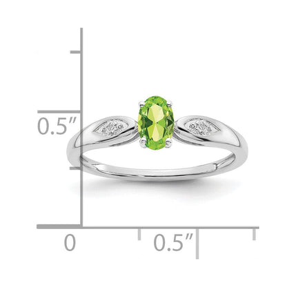 14K Weißgold Ring mit Peridot und echten Diamanten