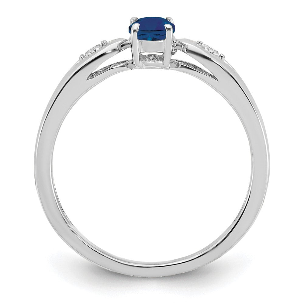 14K Weißgold Ring mit Saphir und echtem Diamant