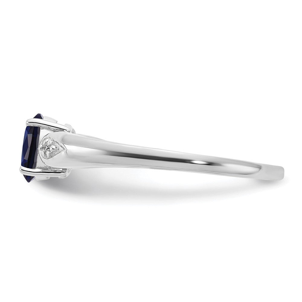 14K Weißgold Ring mit Saphir und echtem Diamant
