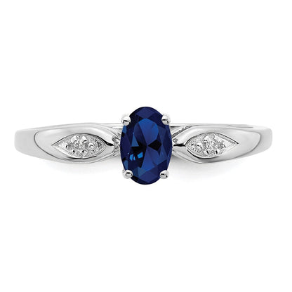 14K Weißgold Ring mit Saphir und echtem Diamant