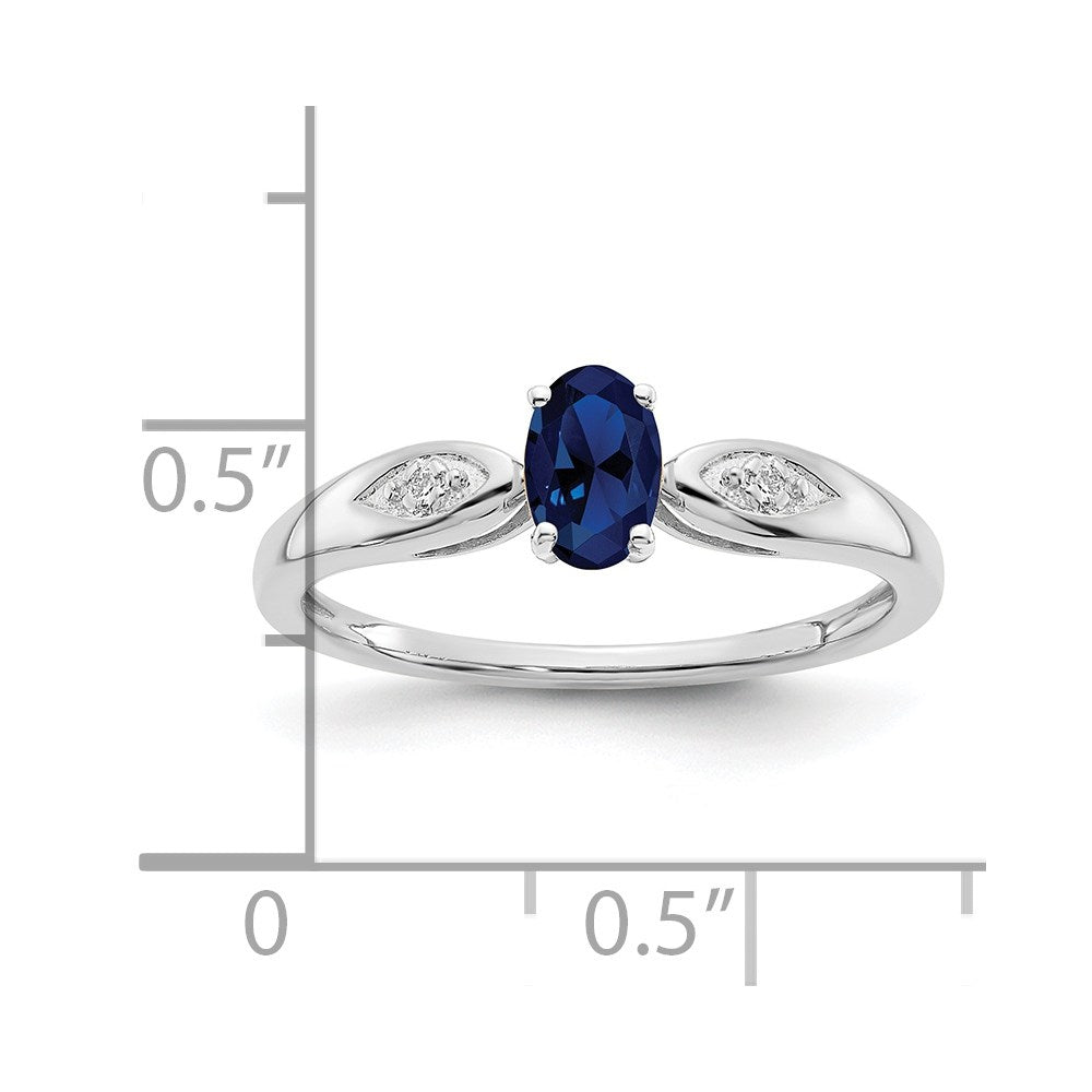 14K Weißgold Ring mit Saphir und echtem Diamant