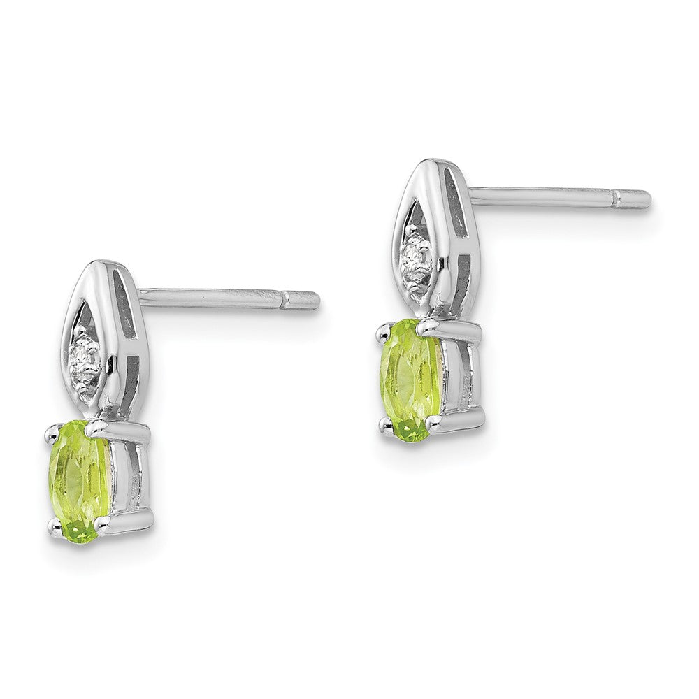 14K Weißgold Ohrstecker mit Peridot und Diamant