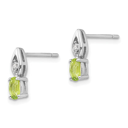 14K Weißgold Ohrstecker mit Peridot und Diamant