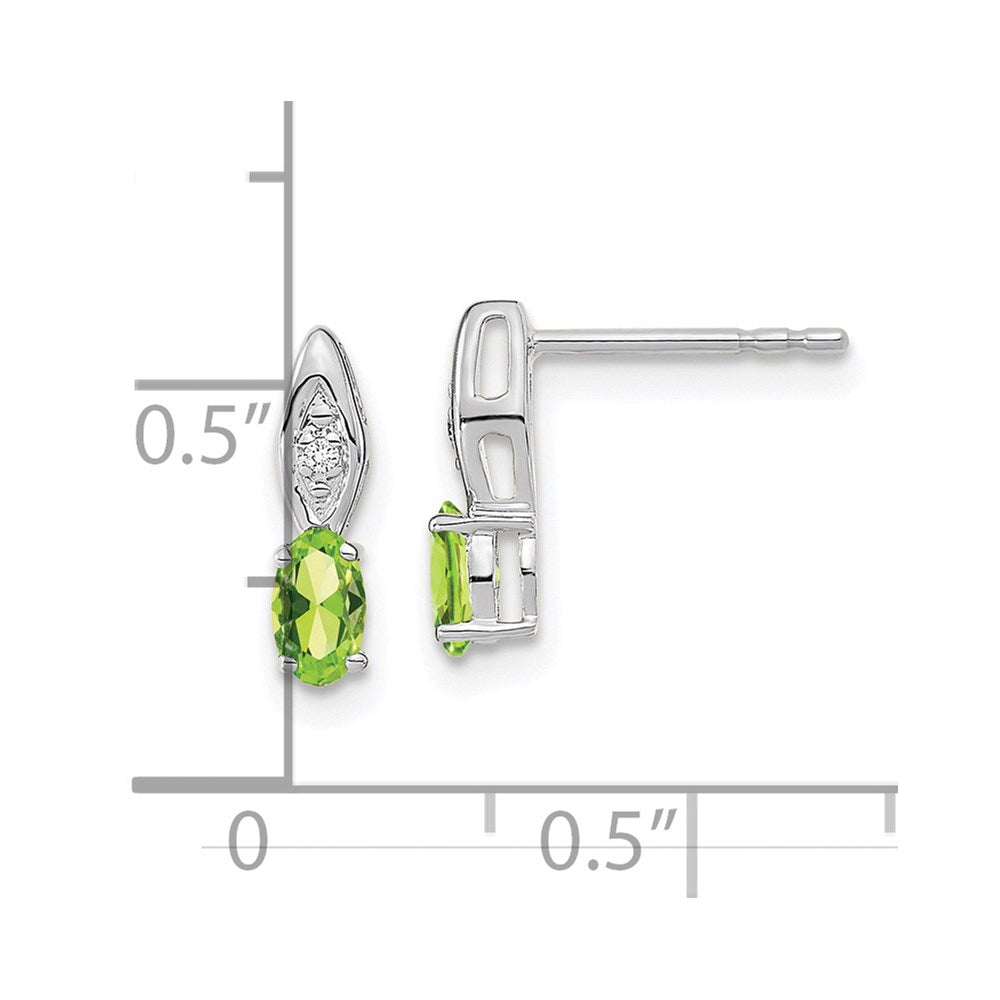 14K Weißgold Ohrstecker mit Peridot und Diamant