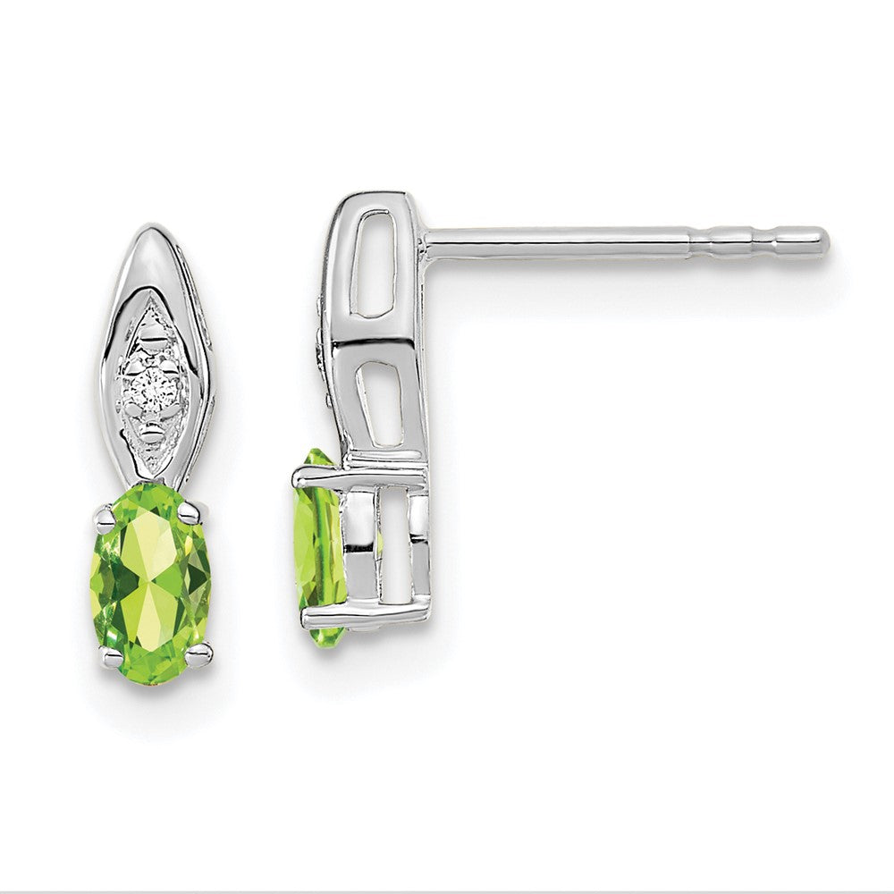 14K Weißgold Ohrstecker mit Peridot und Diamant