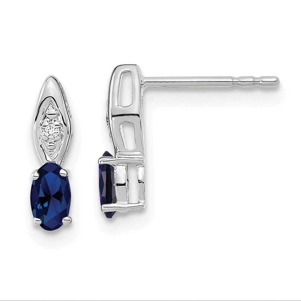 14K Weißgold Saphir-Diamant-Ohrringe