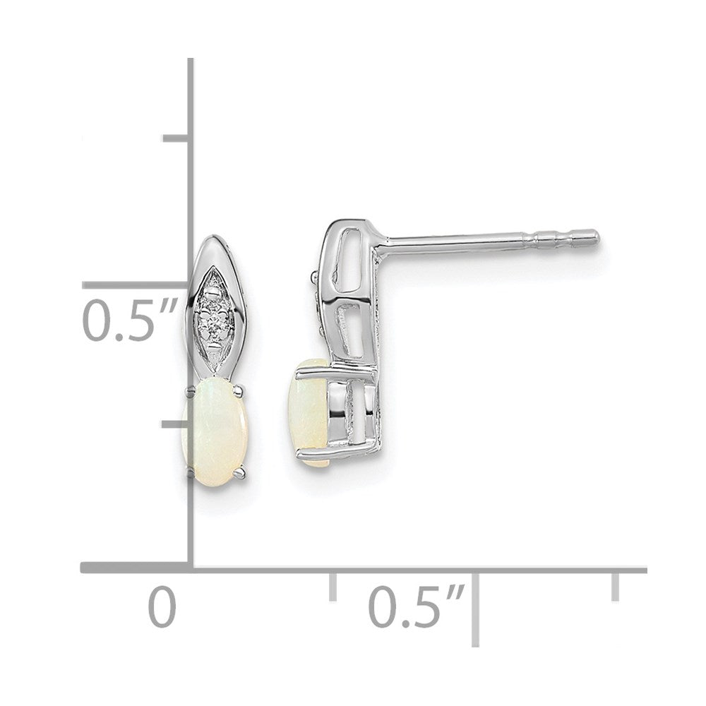 14-Karat-Weißgold-Ohrstecker mit Opal und Diamant