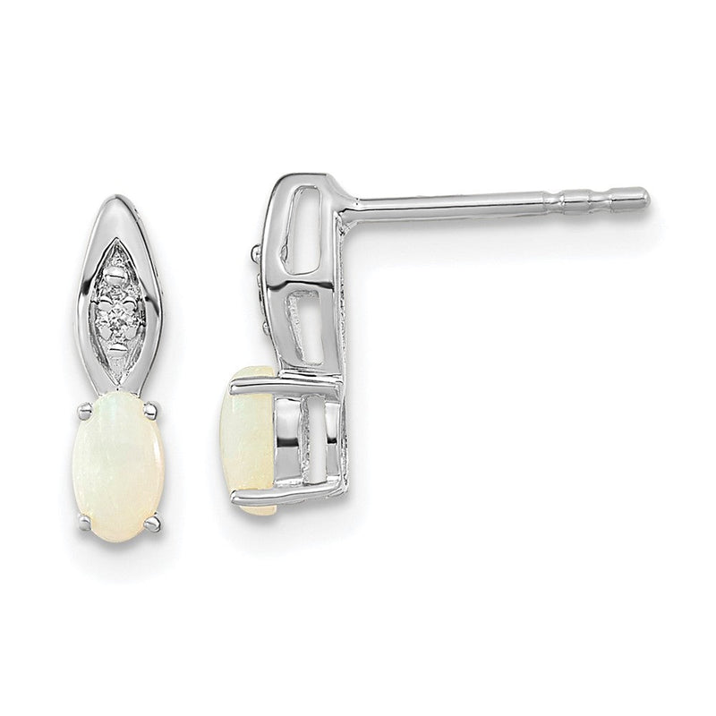 14-Karat-Weißgold-Ohrstecker mit Opal und Diamant