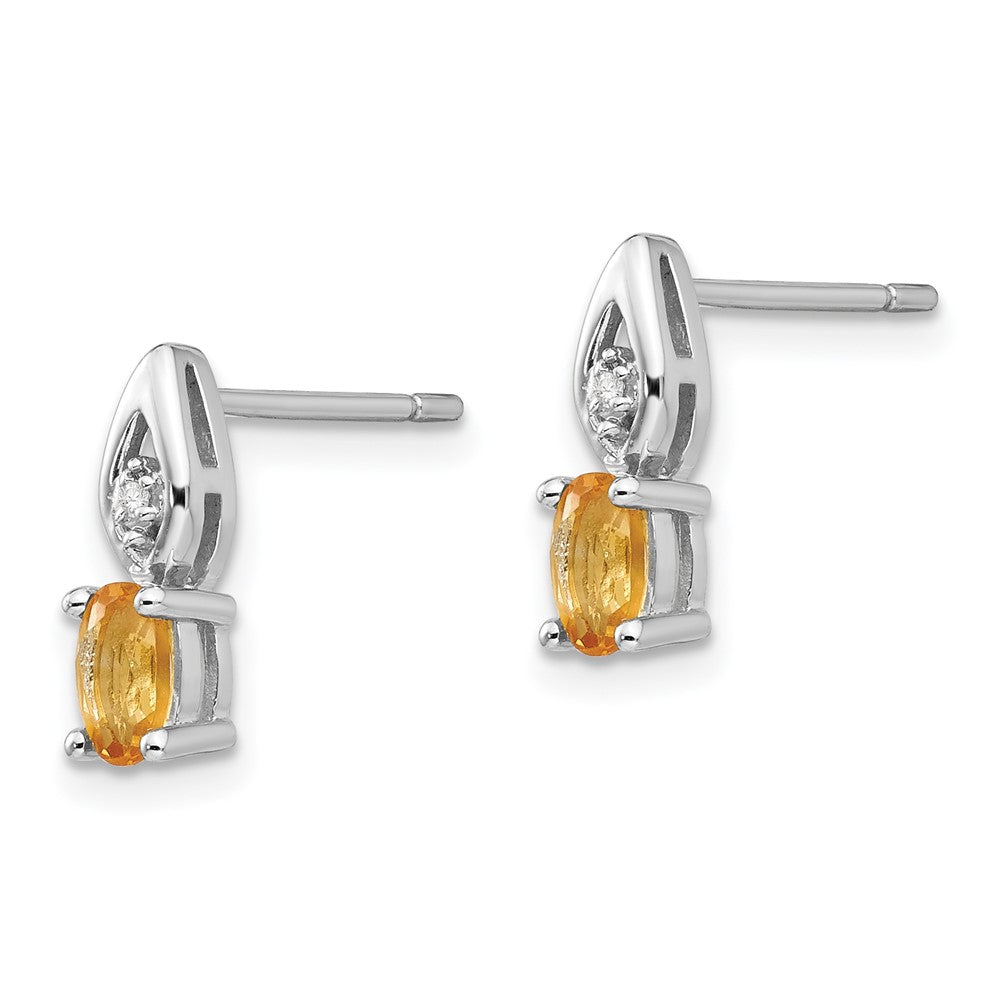 14K Weißgold Citrin-Diamant-Ohrringe