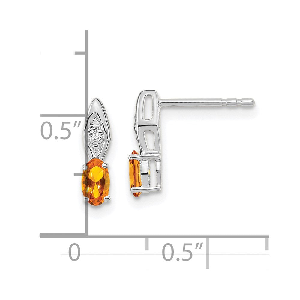 14K Weißgold Citrin-Diamant-Ohrringe