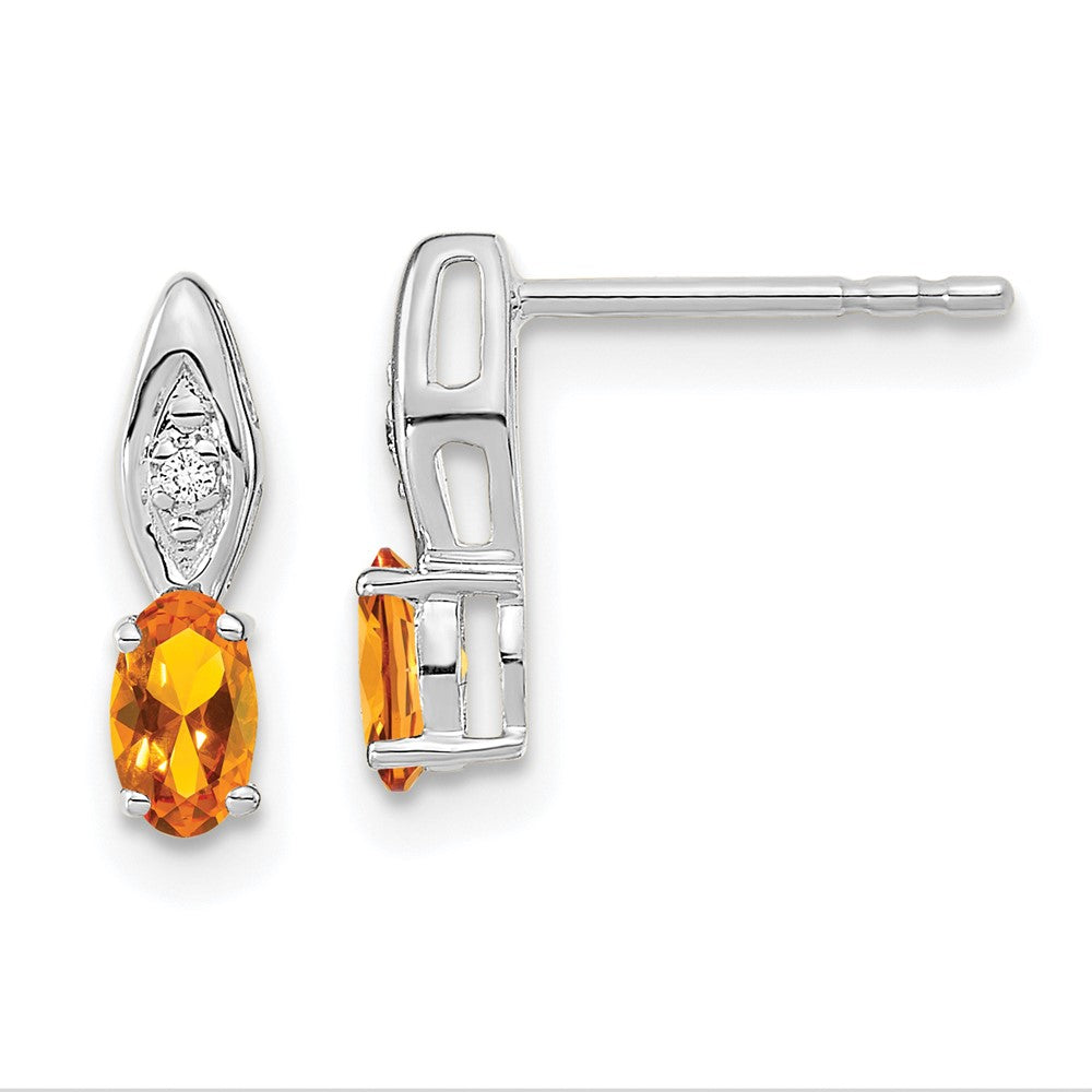 14K Weißgold Citrin-Diamant-Ohrringe