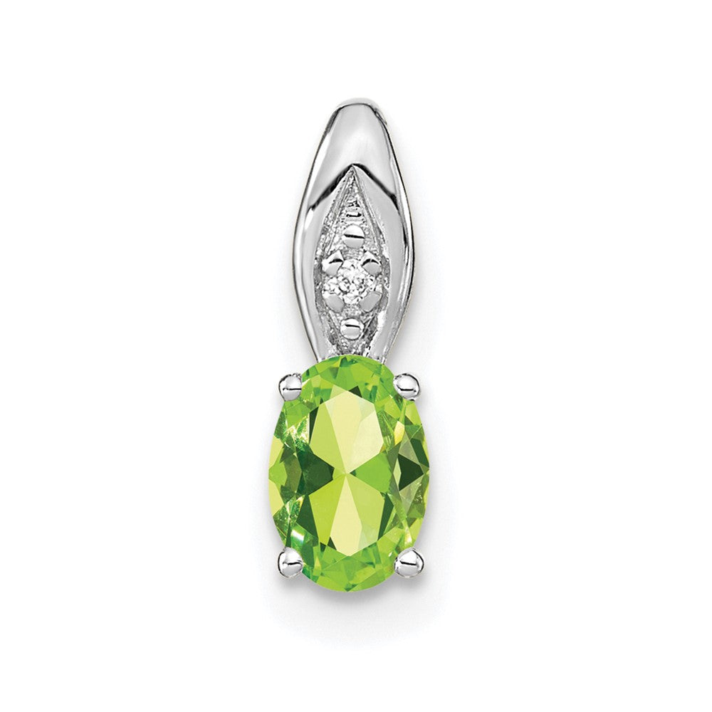 14K Weißgold Peridot-Diamant-Anhänger