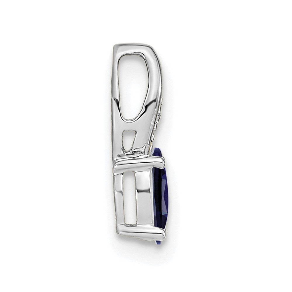 14K Weißgold Anhänger mit blauem Saphir und Diamant