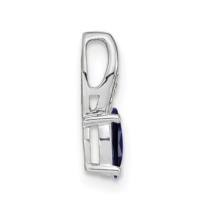 14K Weißgold Anhänger mit blauem Saphir und Diamant