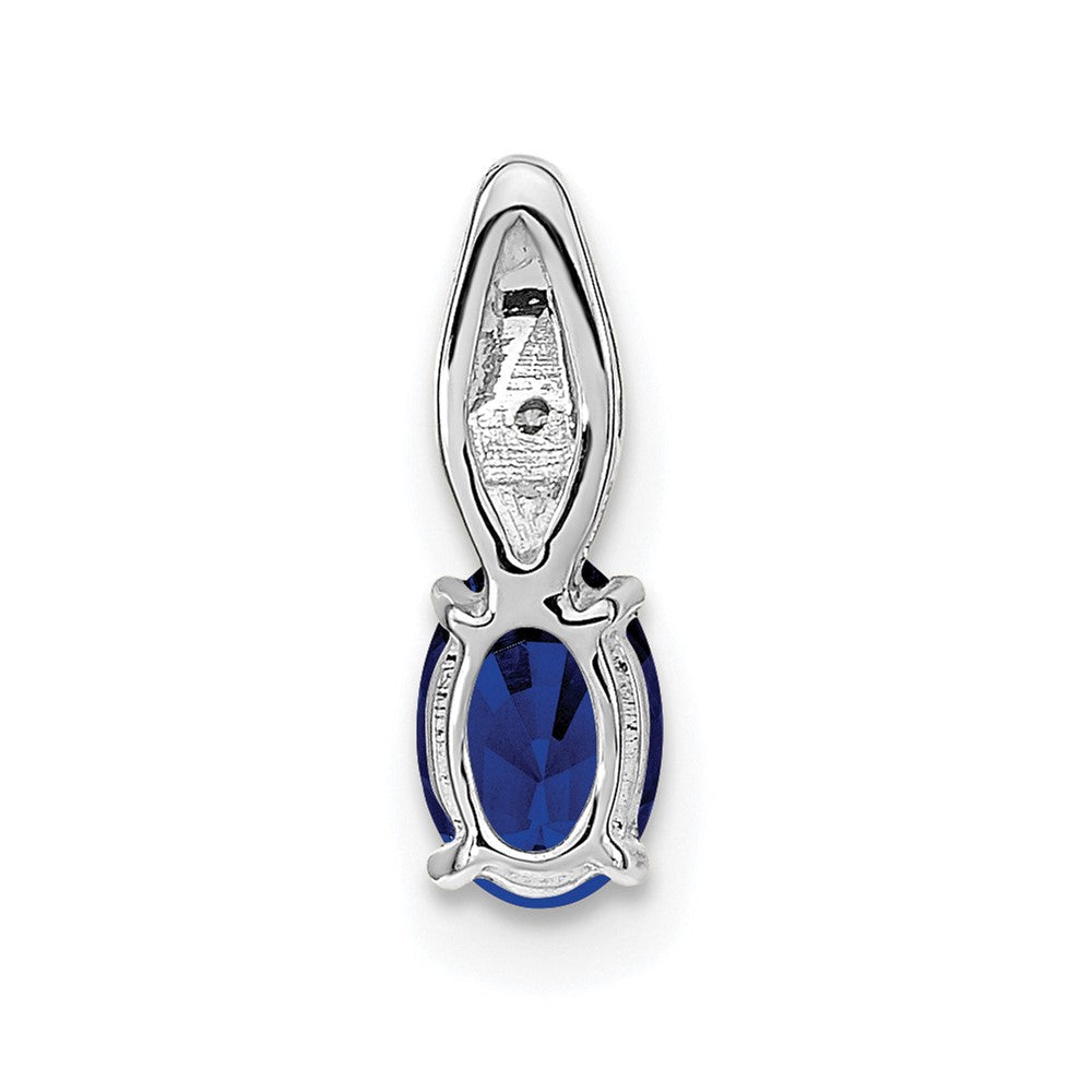 14K Weißgold Anhänger mit blauem Saphir und Diamant