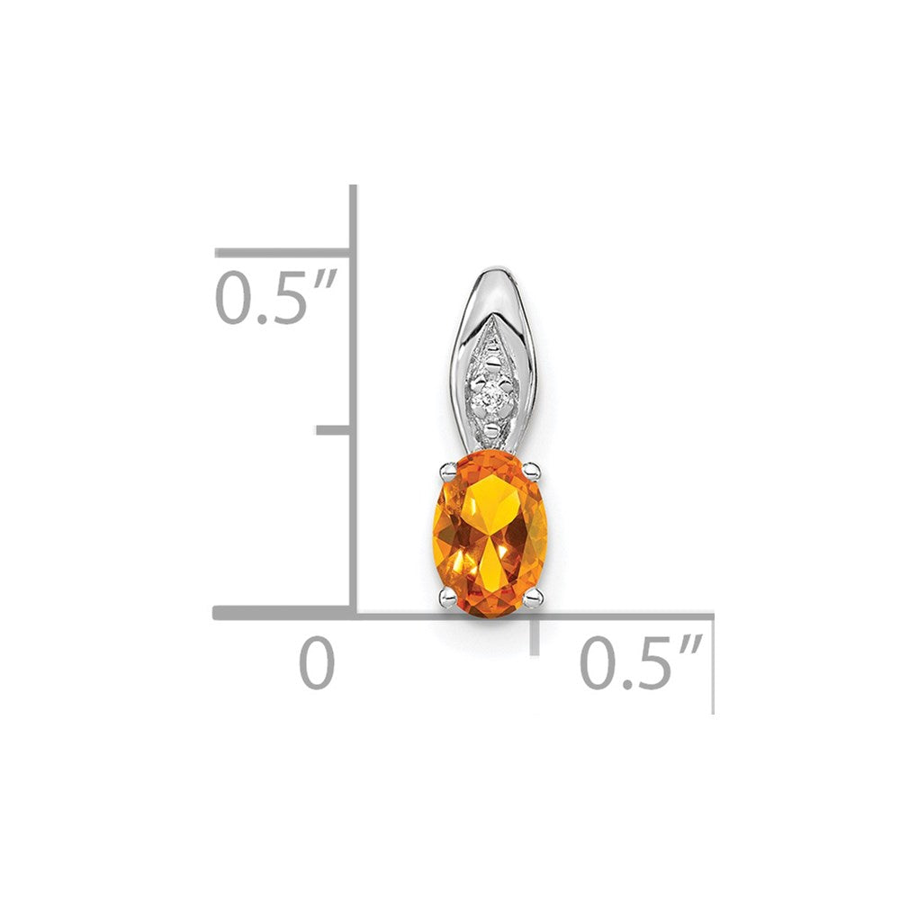 14K Weißgold Anhänger mit Citrin und Diamant