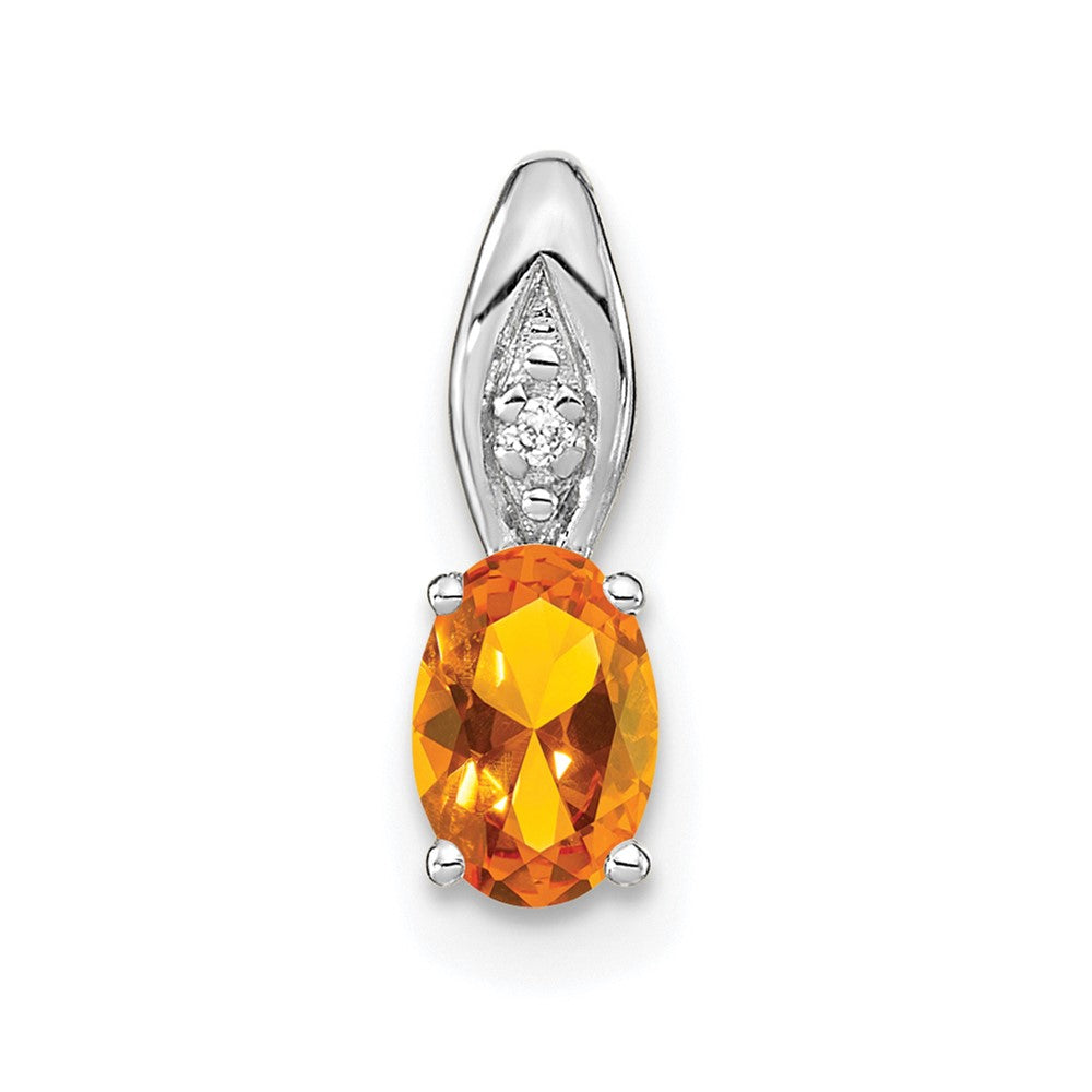14K Weißgold Anhänger mit Citrin und Diamant