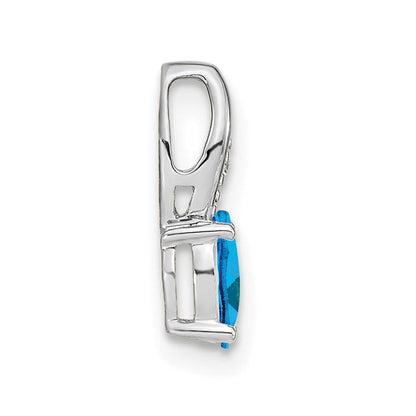 14K Weißgold Anhänger mit Blautopas und Diamant