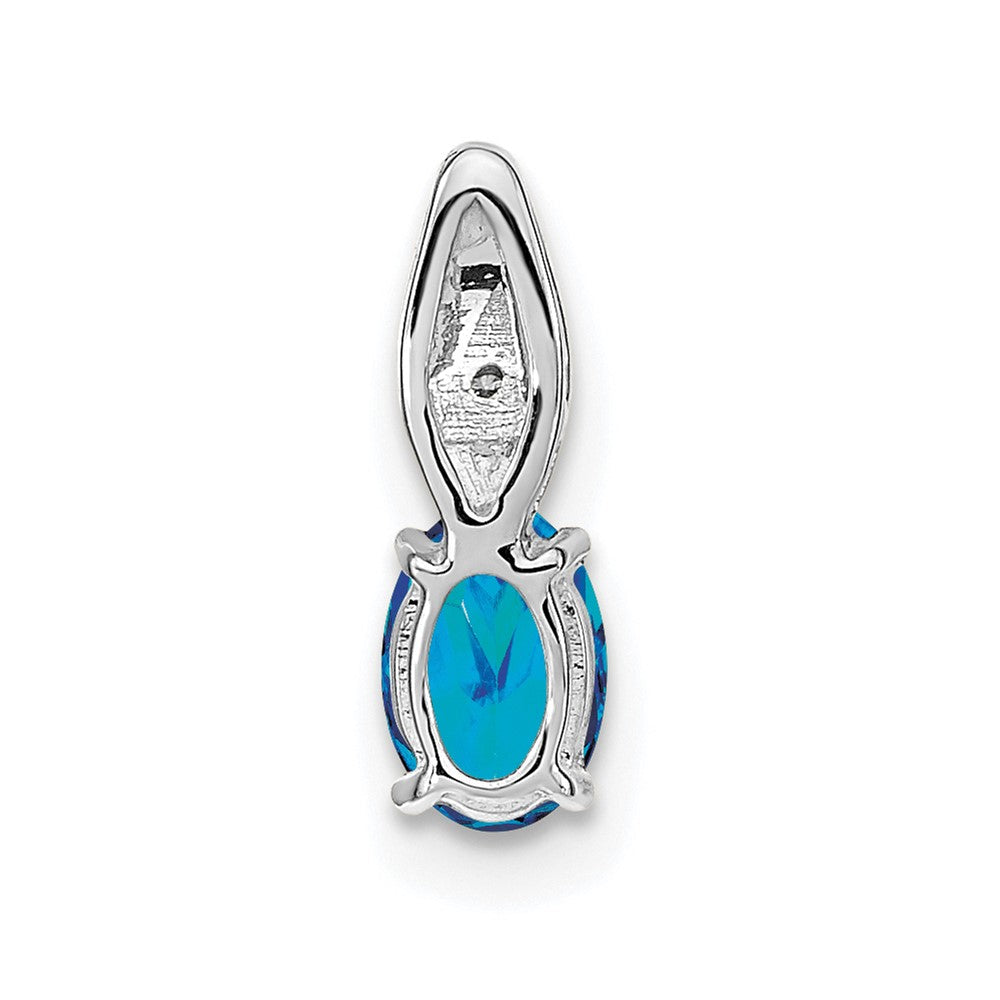 14K Weißgold Anhänger mit Blautopas und Diamant