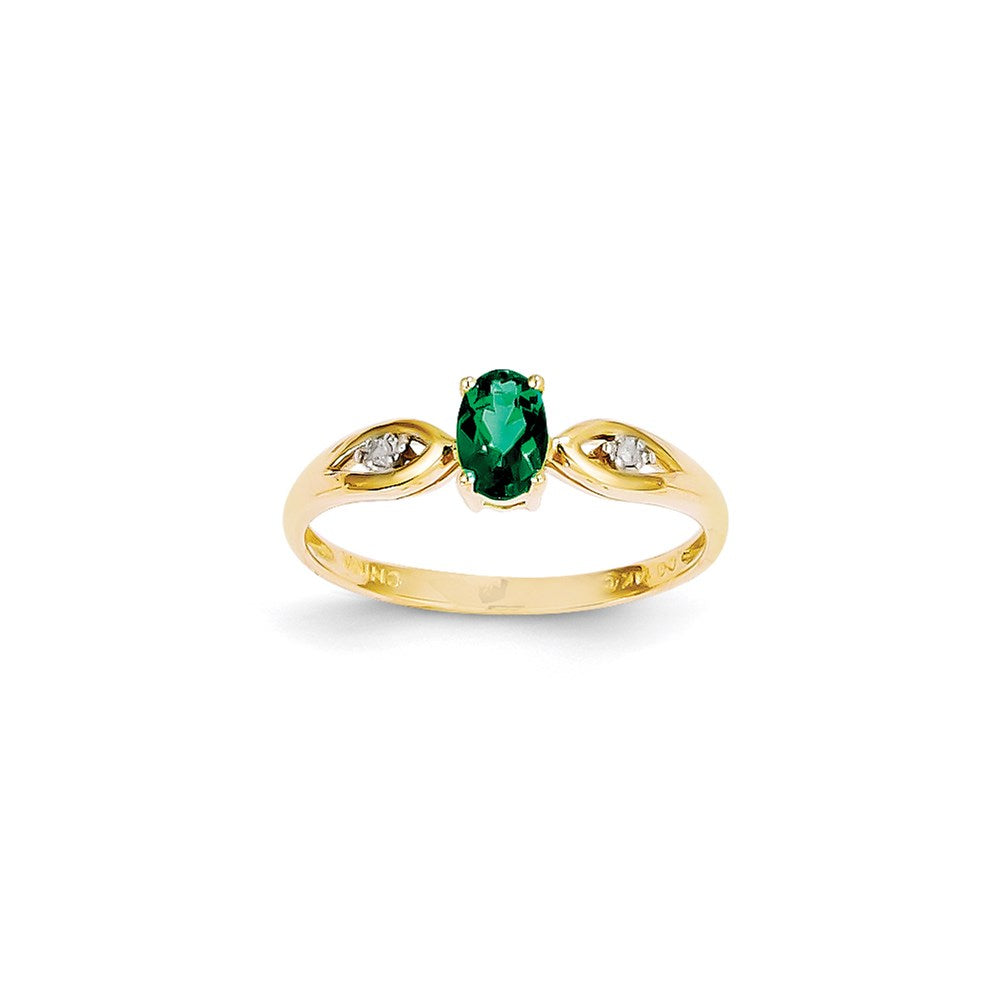 14K Gelbgold Ring mit Diamant und Smaragd