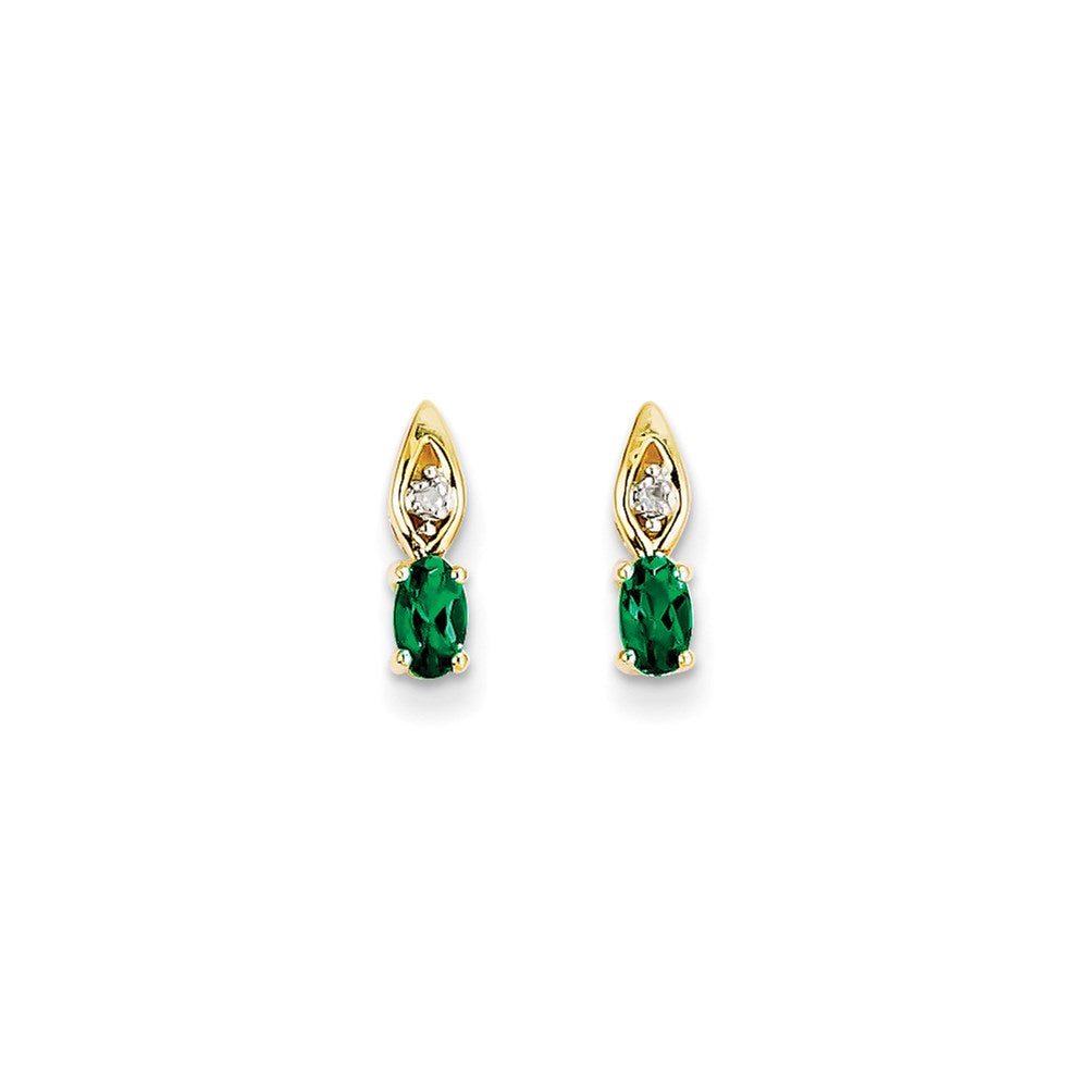 14K Gelbgold Ohrringe mit Diamanten und echtem Smaragd