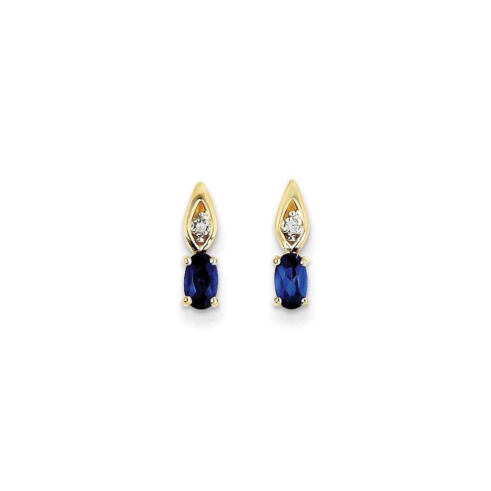 14K Gelbgold-Ohrringe mit Diamant und echtem Saphir