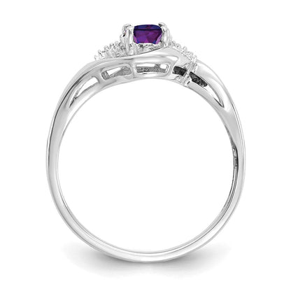 14K Weißgold Ring mit Amethyst und echten Diamanten