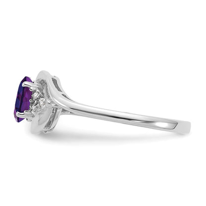 14K Weißgold Ring mit Amethyst und echten Diamanten