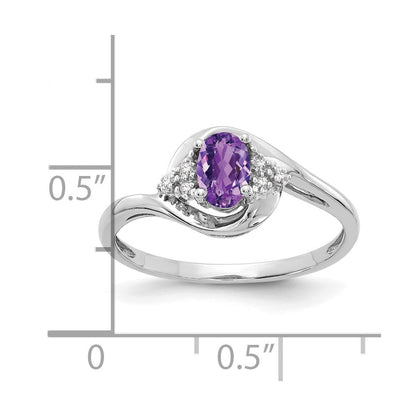 14K Weißgold Ring mit Amethyst und echten Diamanten