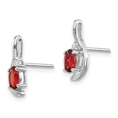 Ohrringe aus 14K Weißgold mit Granat und Diamant