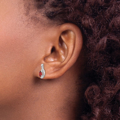Ohrringe aus 14K Weißgold mit Granat und Diamant