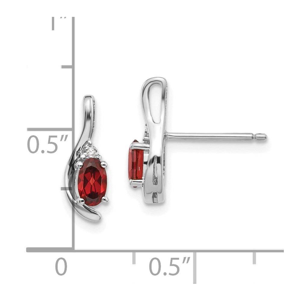 Ohrringe aus 14K Weißgold mit Granat und Diamant