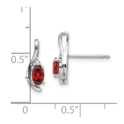 Ohrringe aus 14K Weißgold mit Granat und Diamant